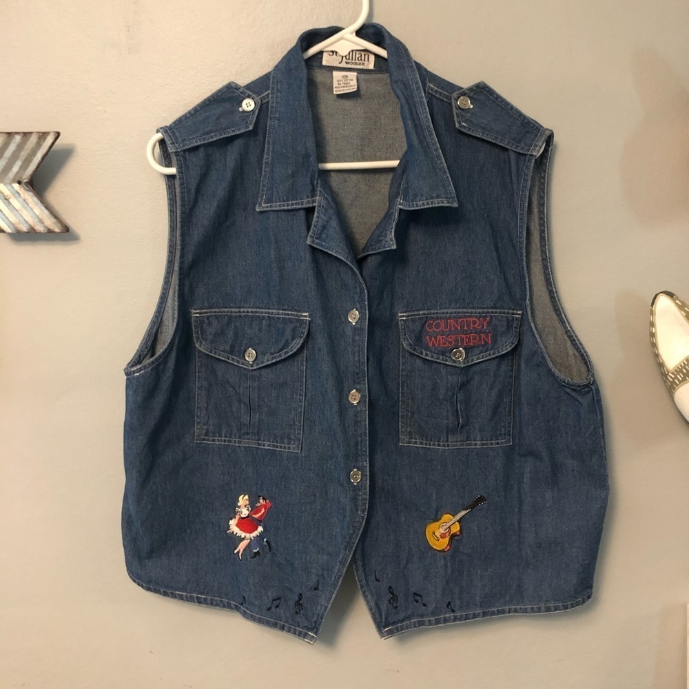 Vintage St. Julian Woman Country Western Denim Vest size 20